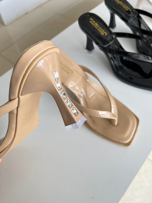 Single Straps Square Open Toe Heel